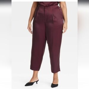 Women's Super-High Rise Tapered Ankle Tailored Satin Trousers A New Day Burg 17